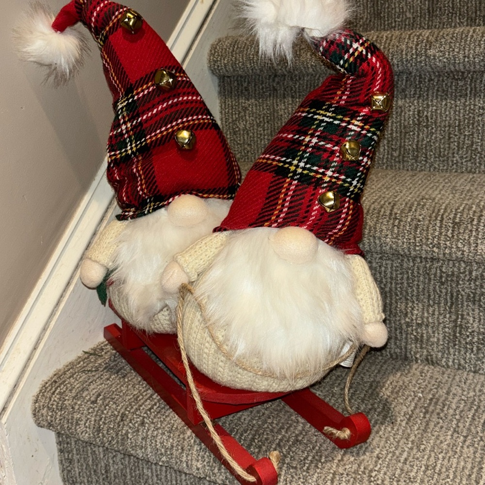 Gnomes with sleigh Holiday decor